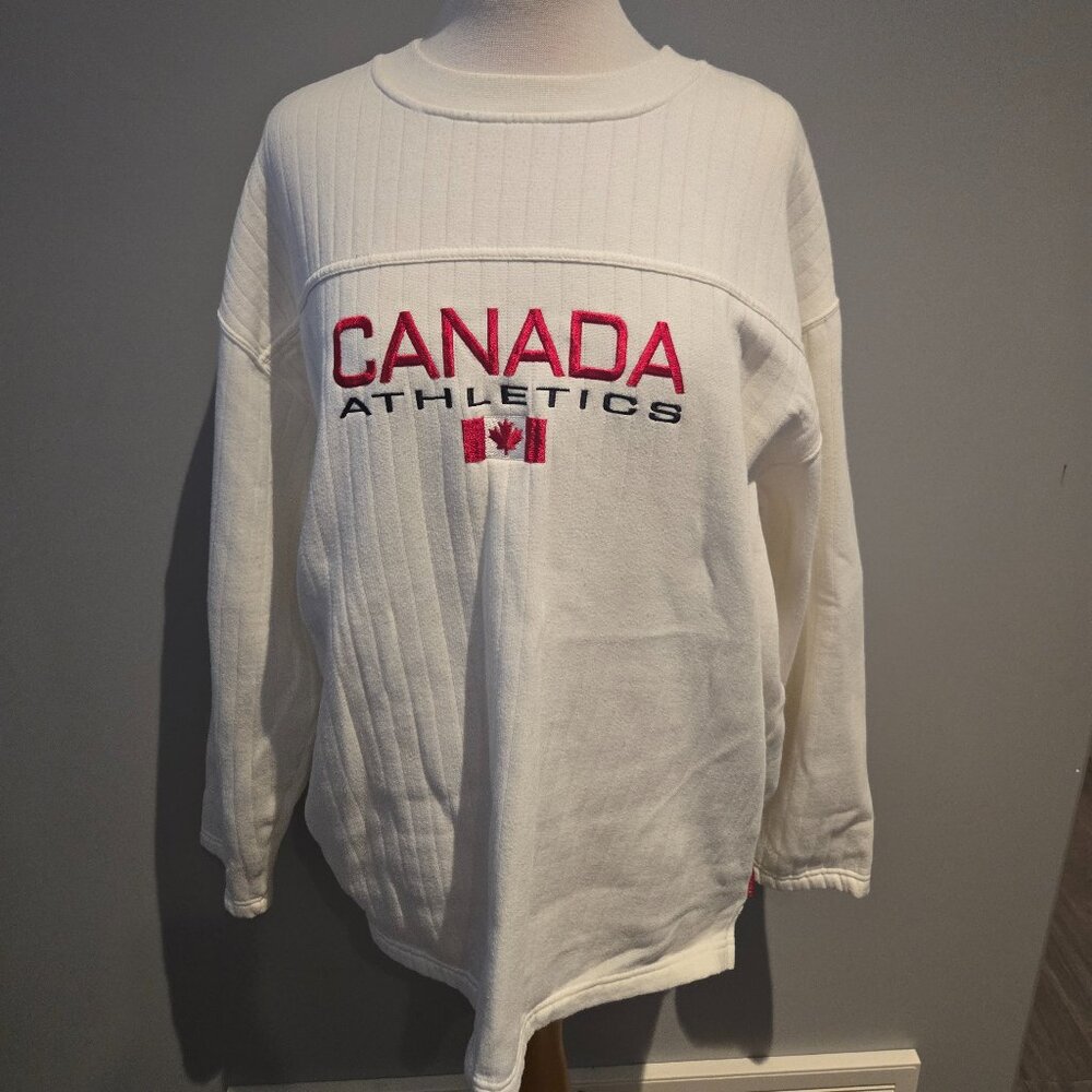 Canada Weather Gear Men’s Athletics Ribbed Sweatshirt | Size Large | Off-White